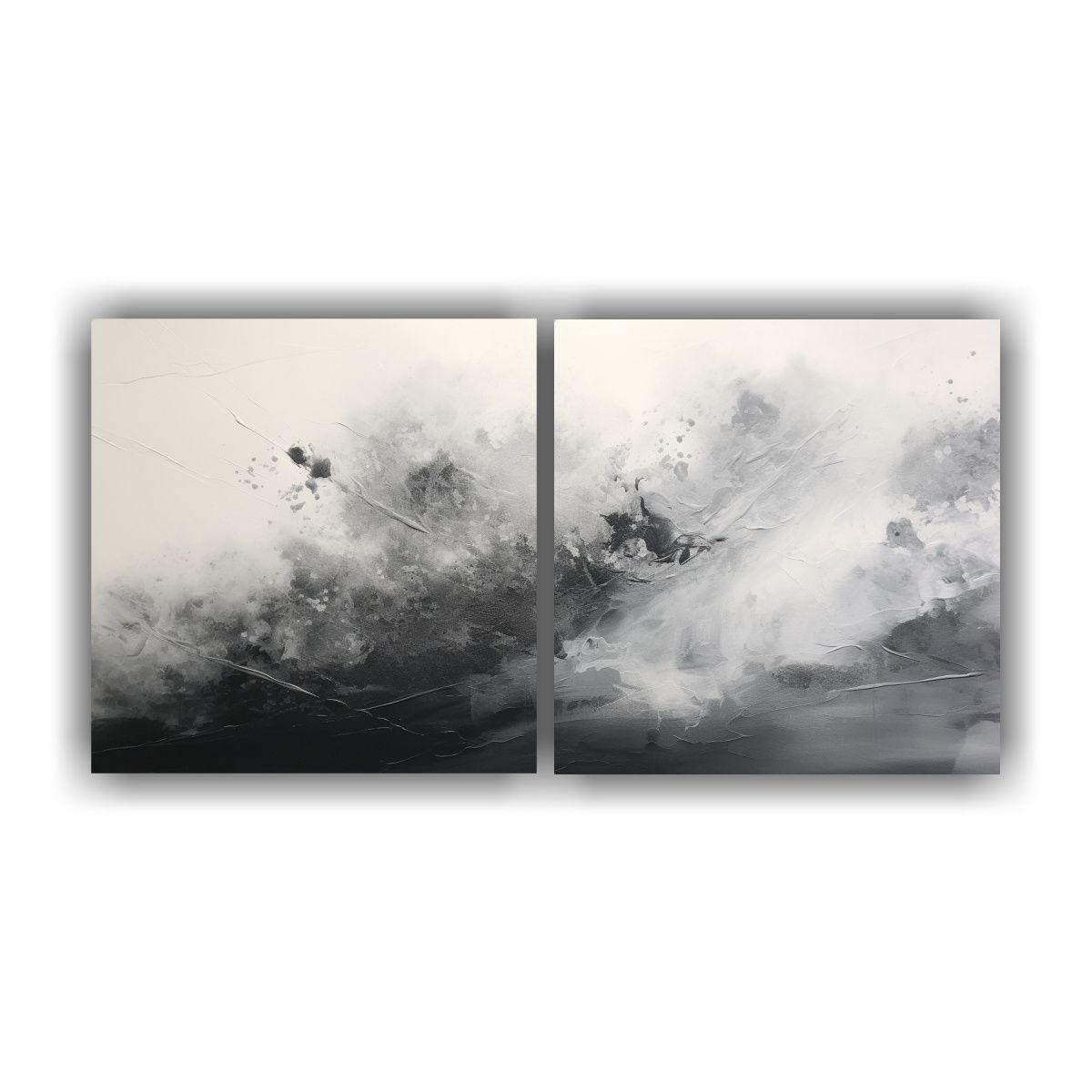 Pintura Abstracta Diptico Sobre Cambio Climático 120x60 Cm-0