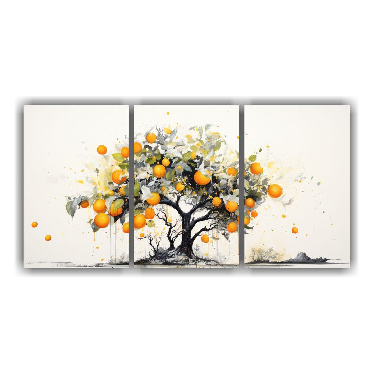 Set 3 Cuadros Enigmaticos De Árbol Naranja 60x30 Cm-0