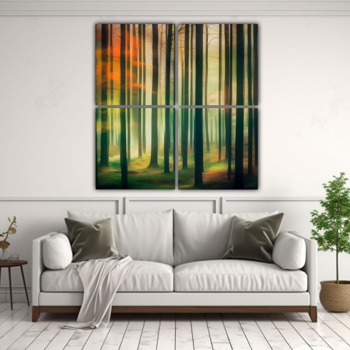 Cuadros Cálidos Para Comedor De Estilo Forestal. 100x100 Cm-2