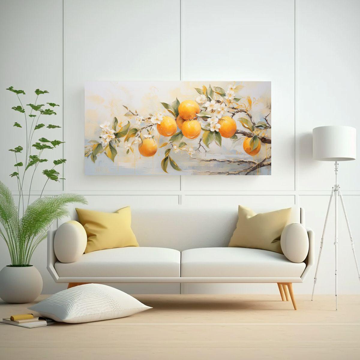 Cuadro Abstracto De Un Árbol De Naranja Con 140x70 Cm-2
