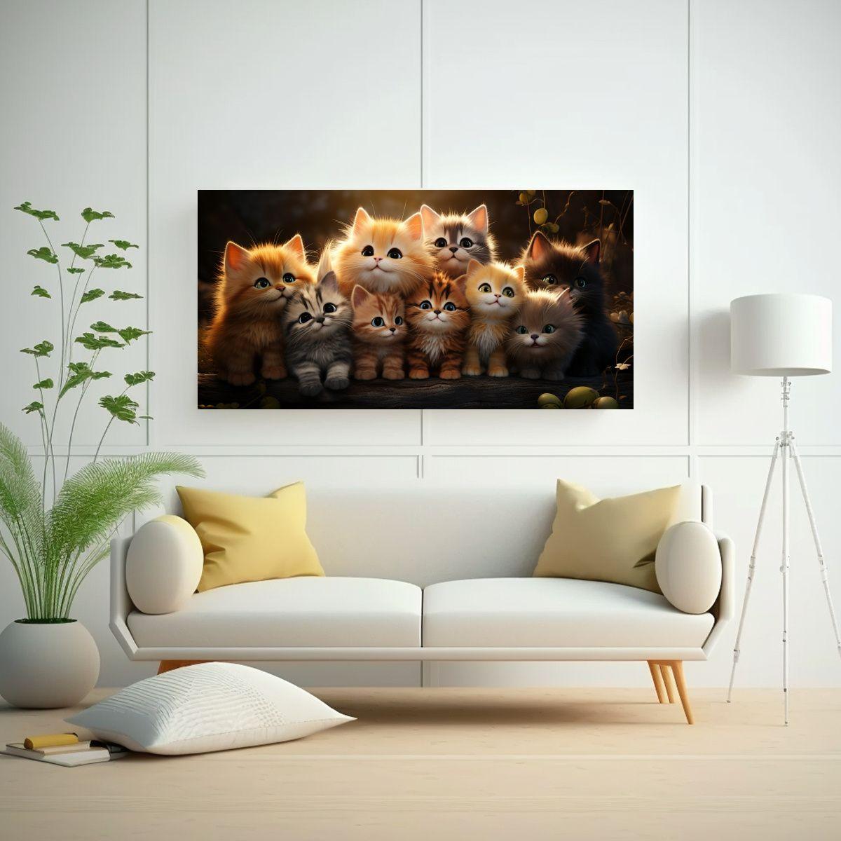 Cuadro Decorativo De Lindos Gatitos Sonrientes 40x20cm-2