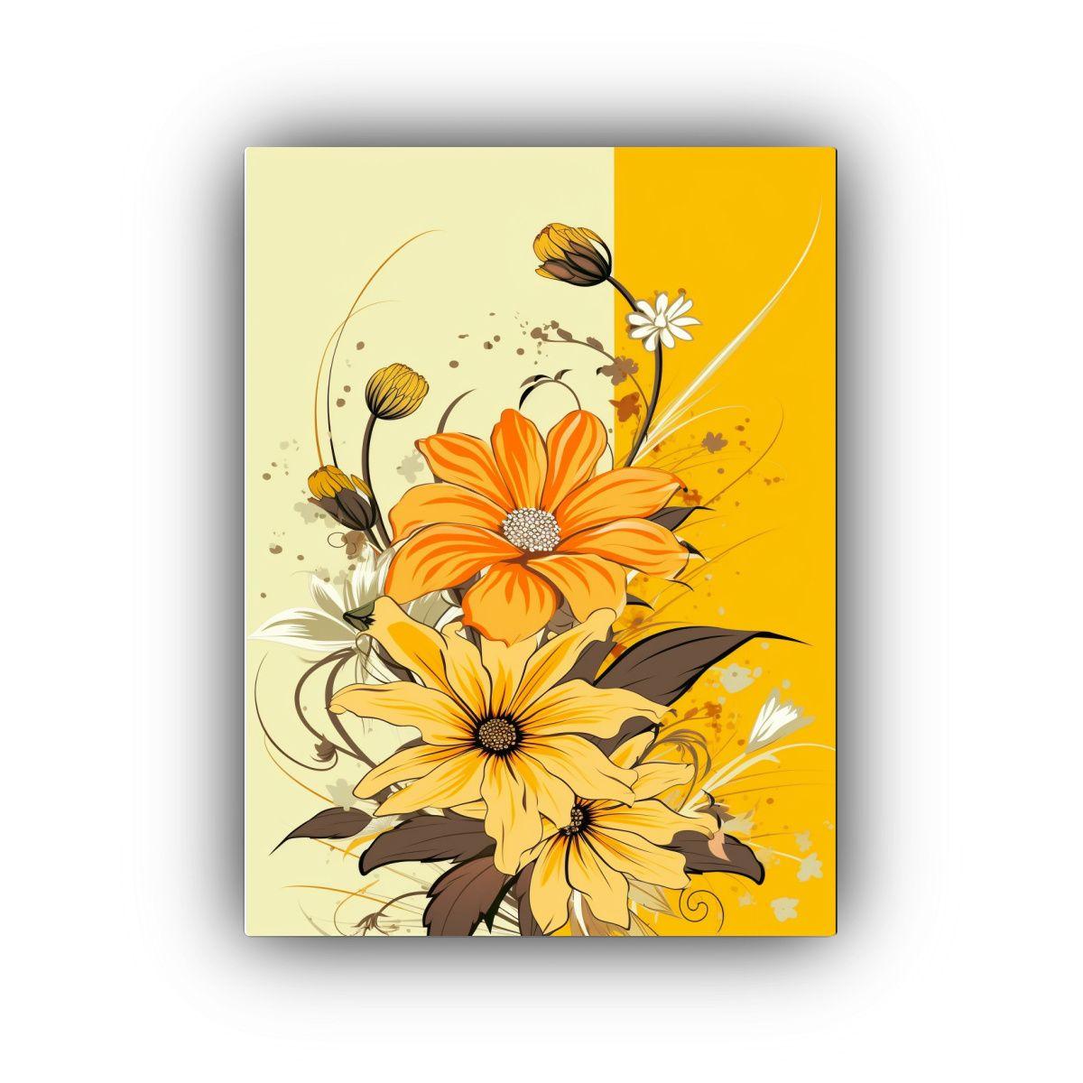 Pintura Decorativa Amarilla En Lienzo De Arte 40x50cm-0