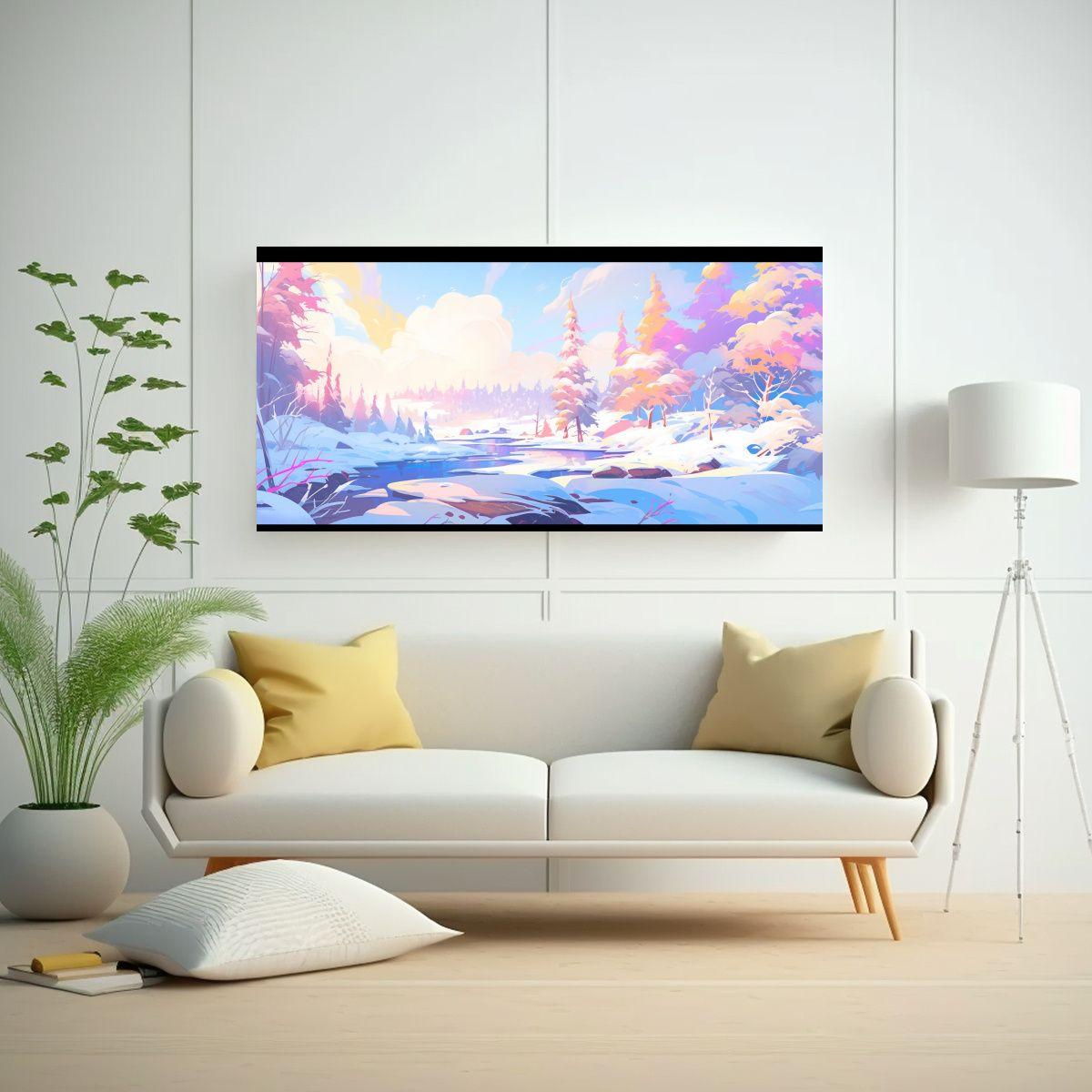 Paisaje Invernal Dinámico En El Estilo Neo Pop Ar 100x50cm-2