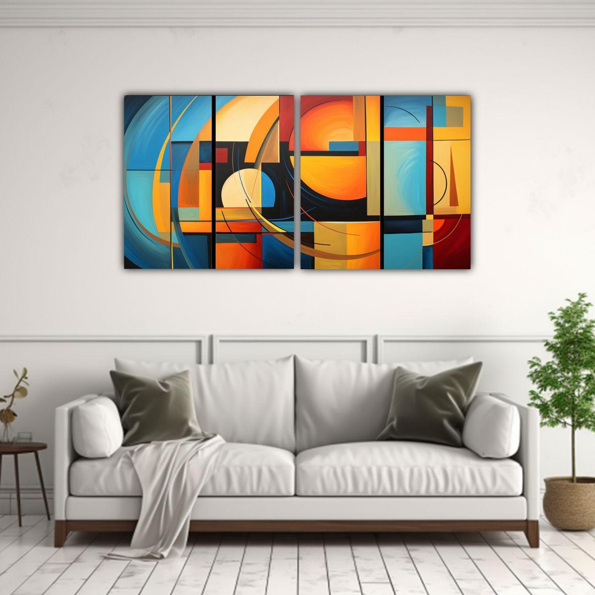 Cuadros Abstractos Neutros En Bastidor Calidos 100x50 Cm-2