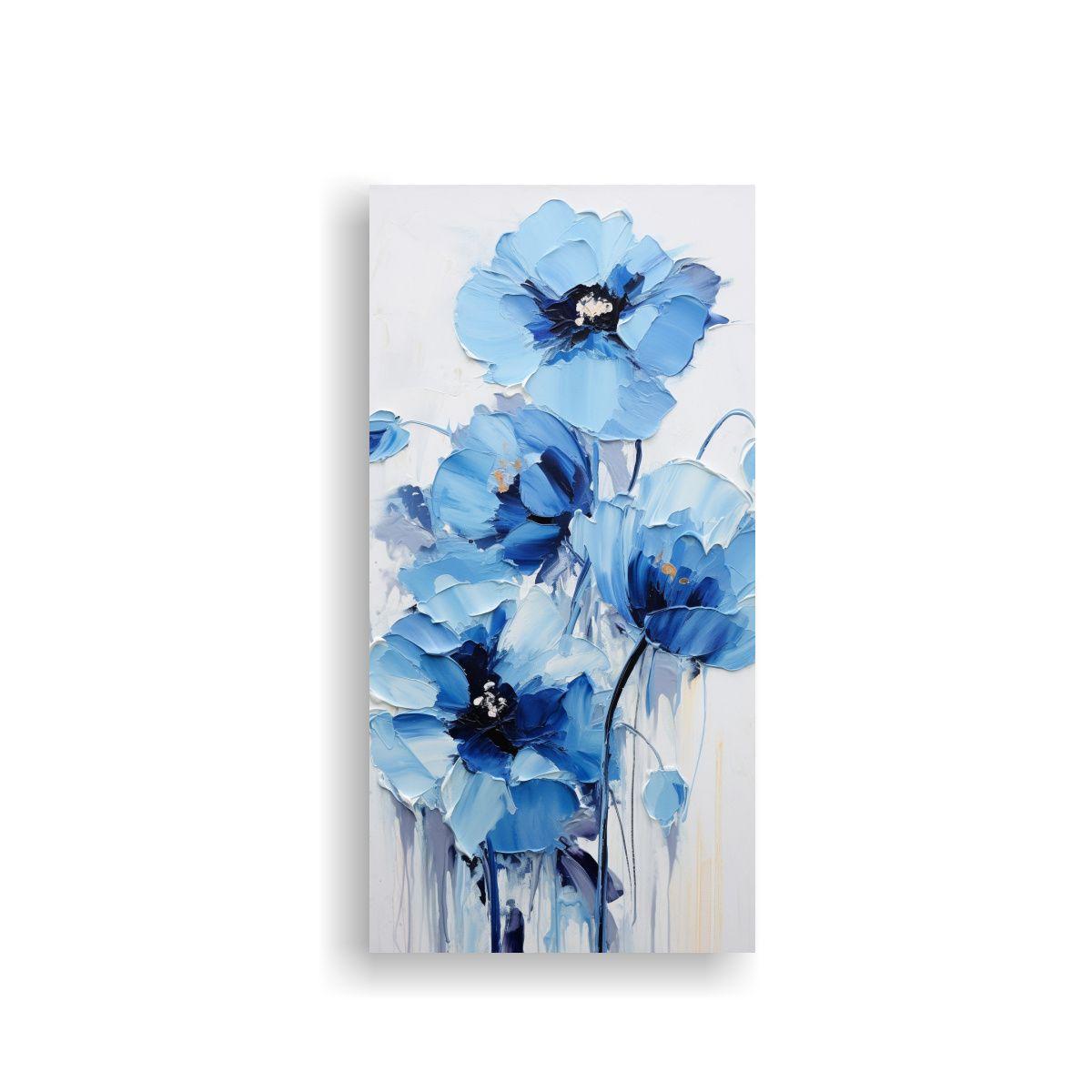 Cuadro Lienzo Arte Tela Reflejo Azul Pintura 30x60cm-0