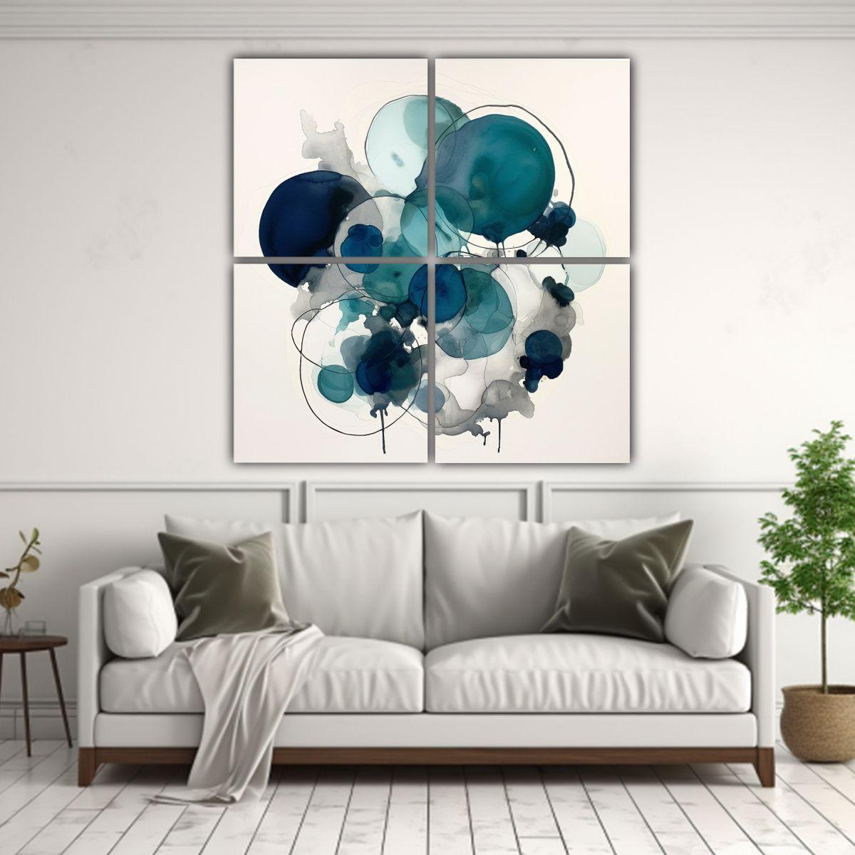 Conjunto De Cuadros Lineales De Fotografía Azul 60x60 Cm-2