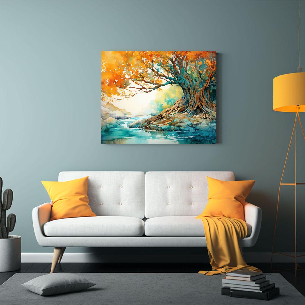 Pintura Abstracta De Un árbol Banyan En Colores 30x20cm-2