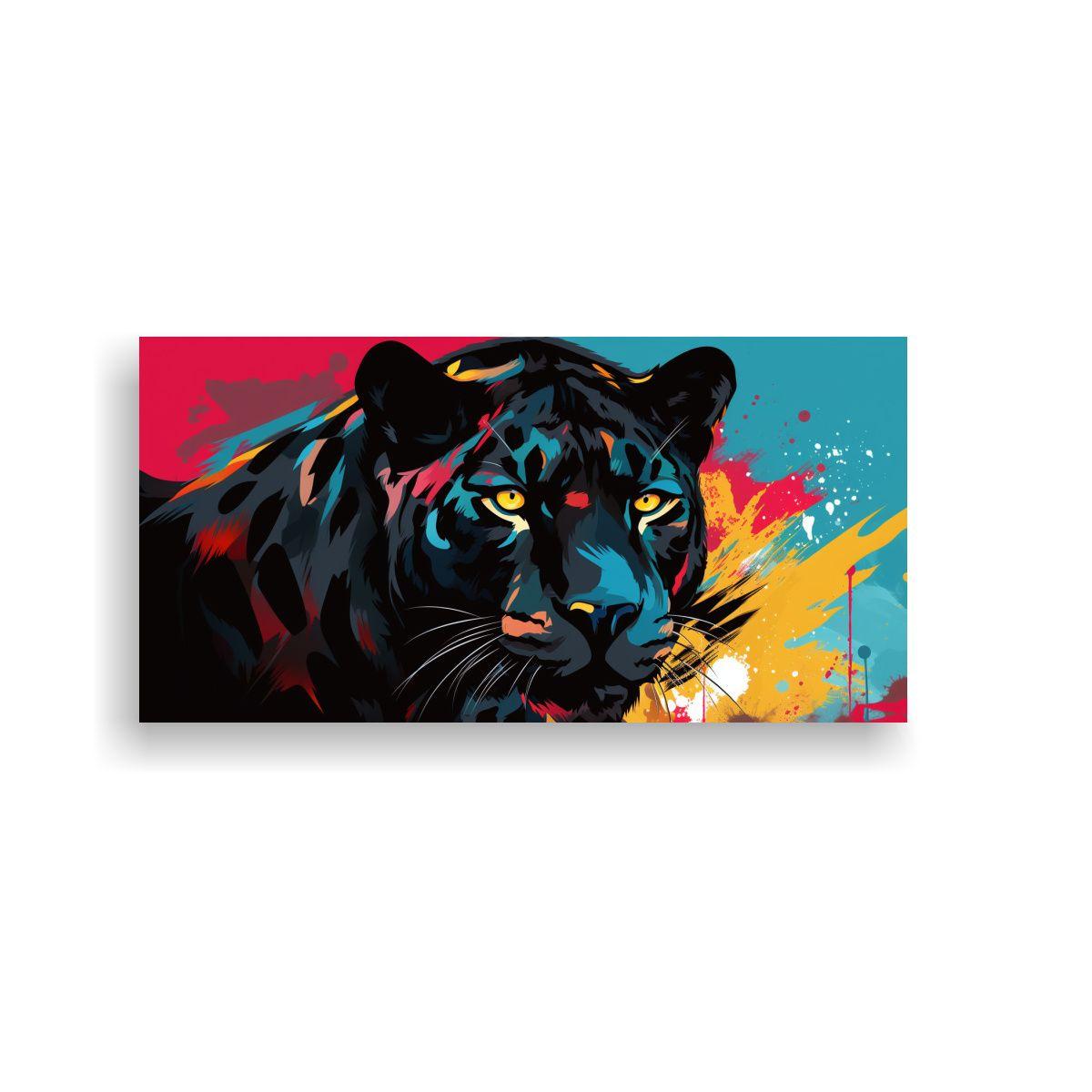 Cuadro Vintage Protagonizado Por Un Pantera En Col 140x70cm-0