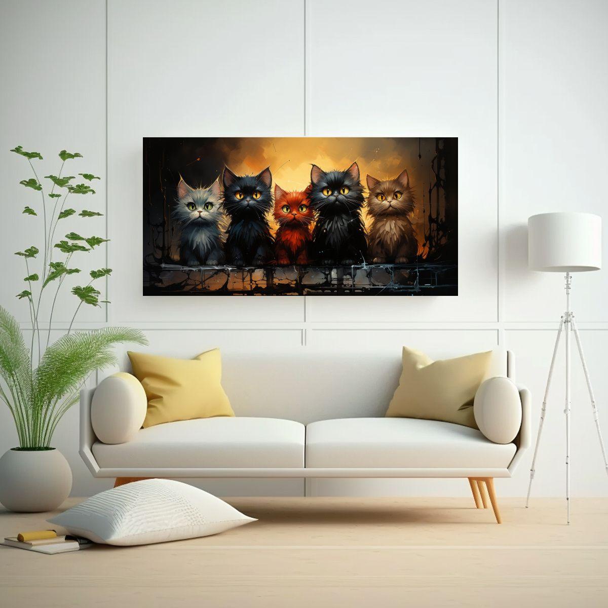 Cuadros De Colores Para Amantes De Gatos: Belleza 60x30 Cm-2