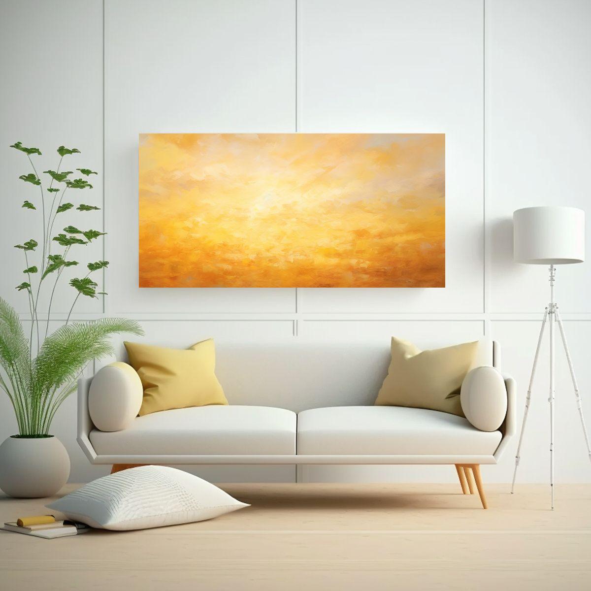 Cuadro Abstracto Amanecer Con Colores Amarillos 80x40cm-2