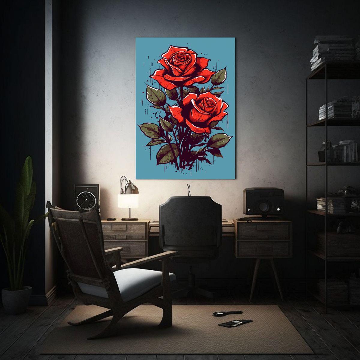 Cuadro Moderno Enigmático Rosas Rojas Premium En Lienzo Pop 20x30cm-2