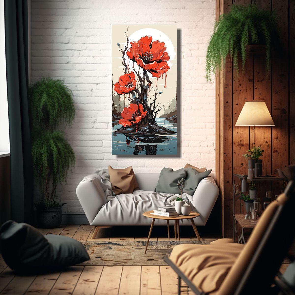 Cuadro Decorativo Formacion Rosa Fundida Lienzo 60x120cm-2