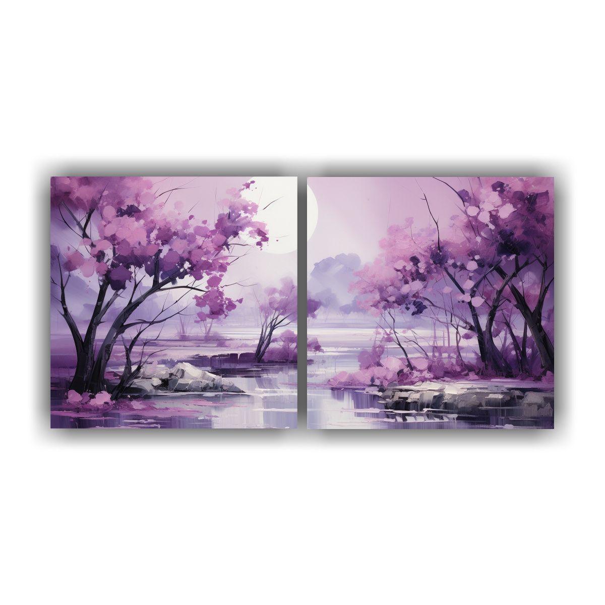 Pintura Abstracta De árboles En Plata Y Blanco, 80x40 Cm-0