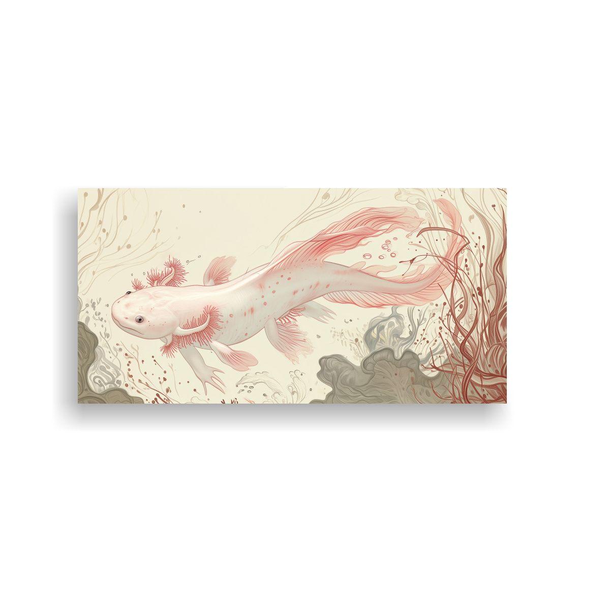 Dibujo Espectacular En Relieve De Axolote Albino 100x50cm-0