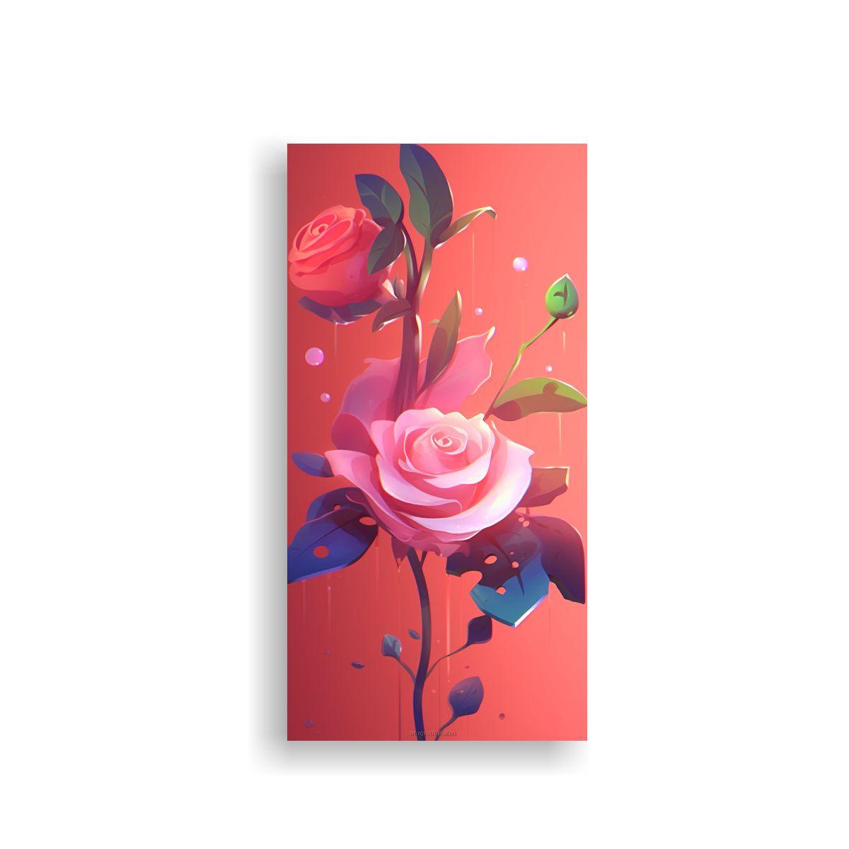 Pintura Decorativa Rosa Super Linda Estilo 50x100cm-0