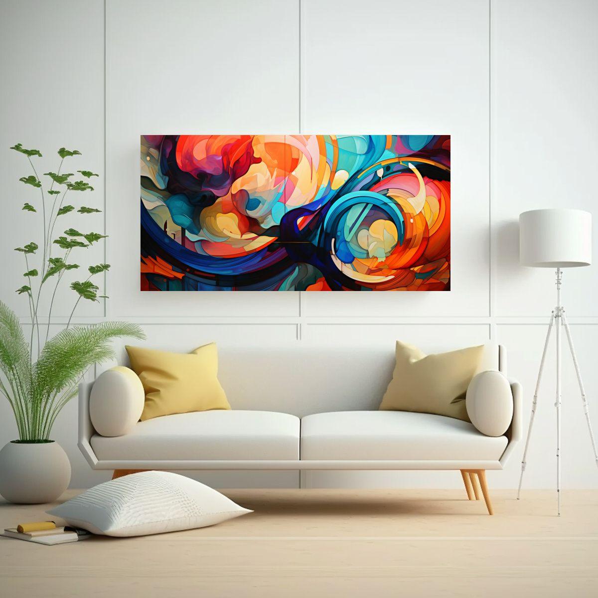 Pintura Abstracta Y Realista En Tela Con Técnica 100x50cm-2