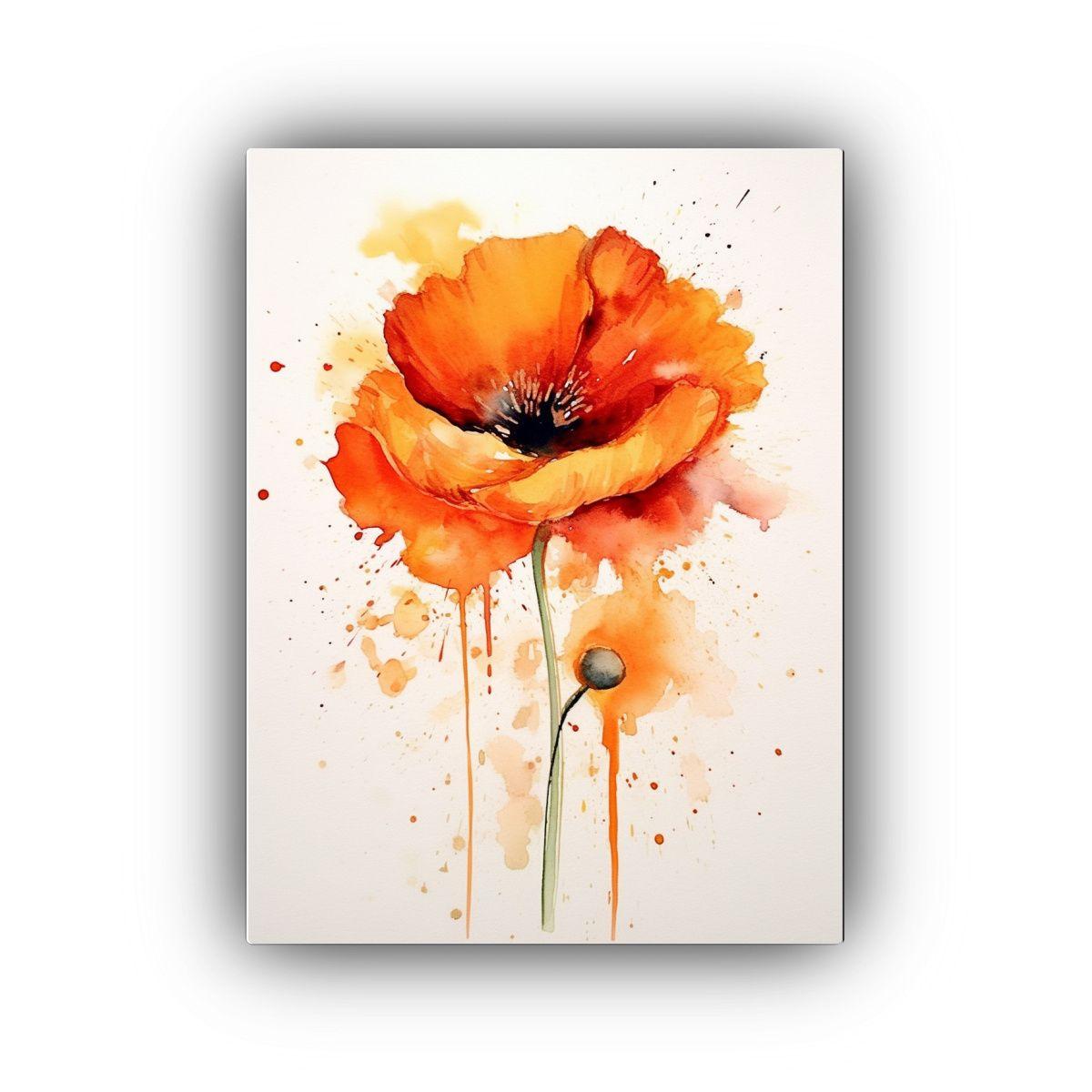 Pintura Acuarela De Amapola En Relieve, Arte 80x120cm-0
