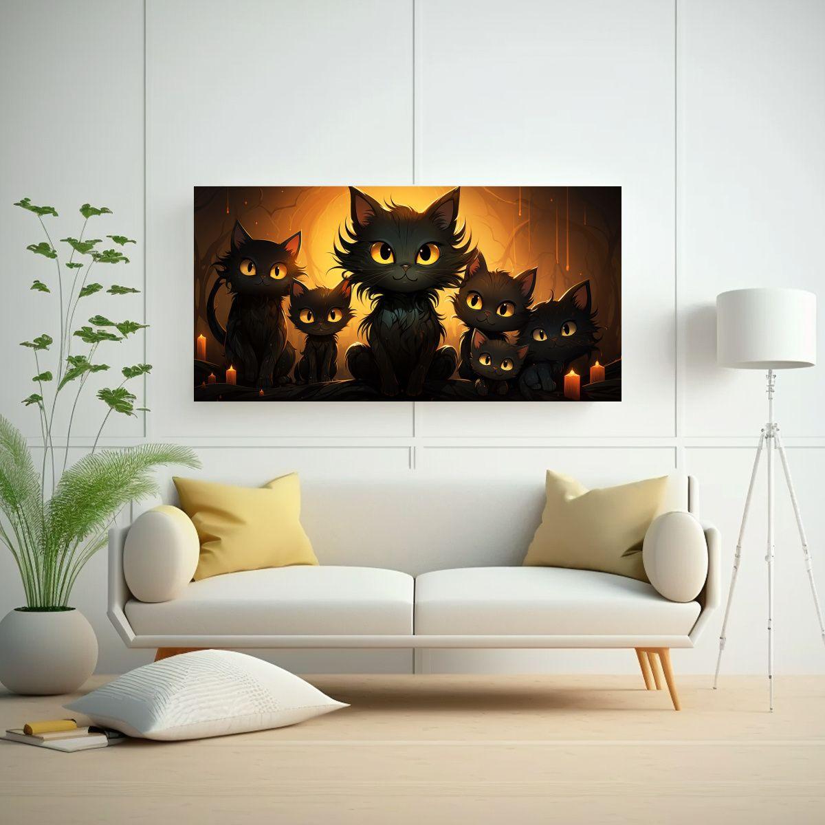 Cuadros Decorativos Vintage Con Gatos Negros 60x30 Cm-2