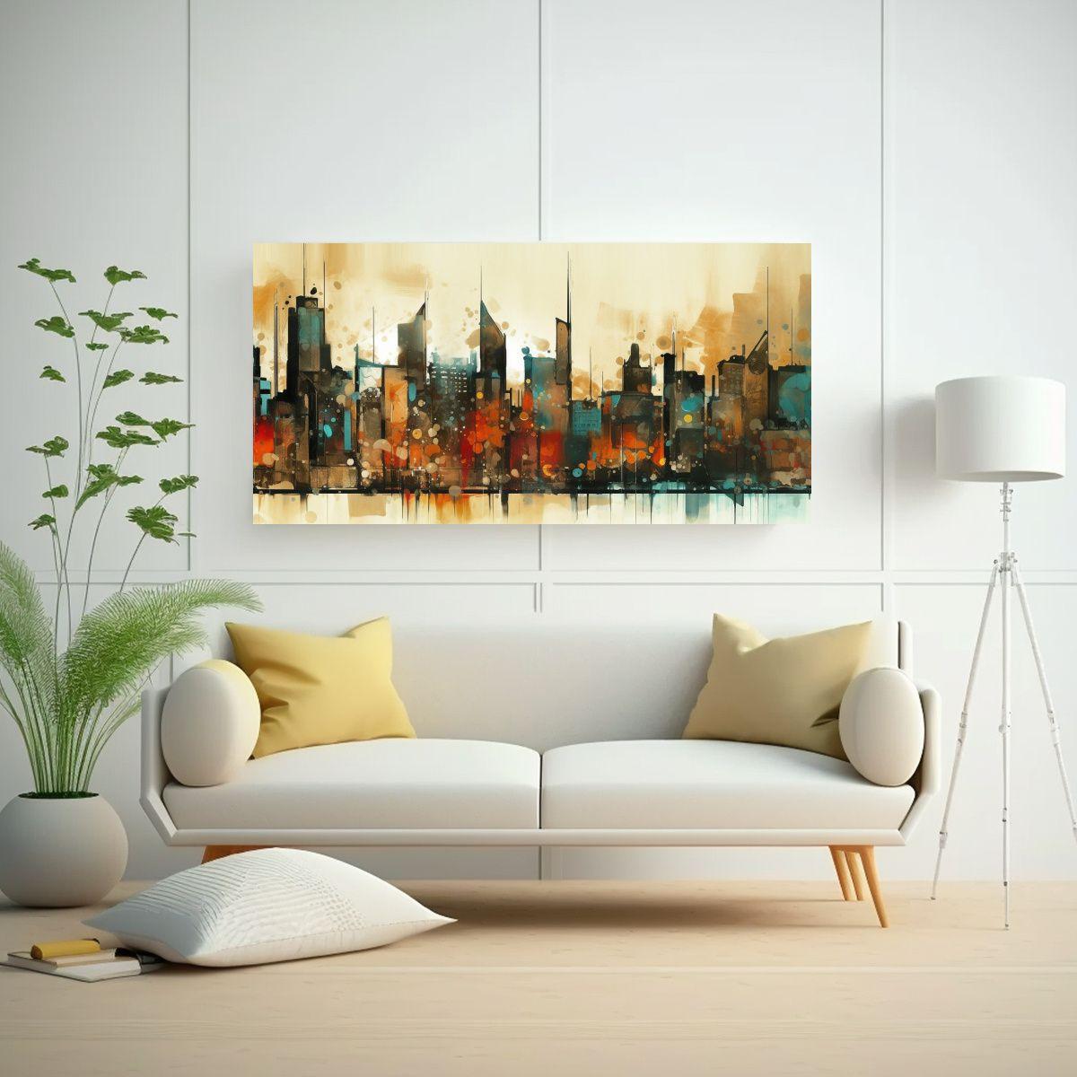 Cuadro Abstracto Urbano De Bruselas: Inspiración 120x60cm-2