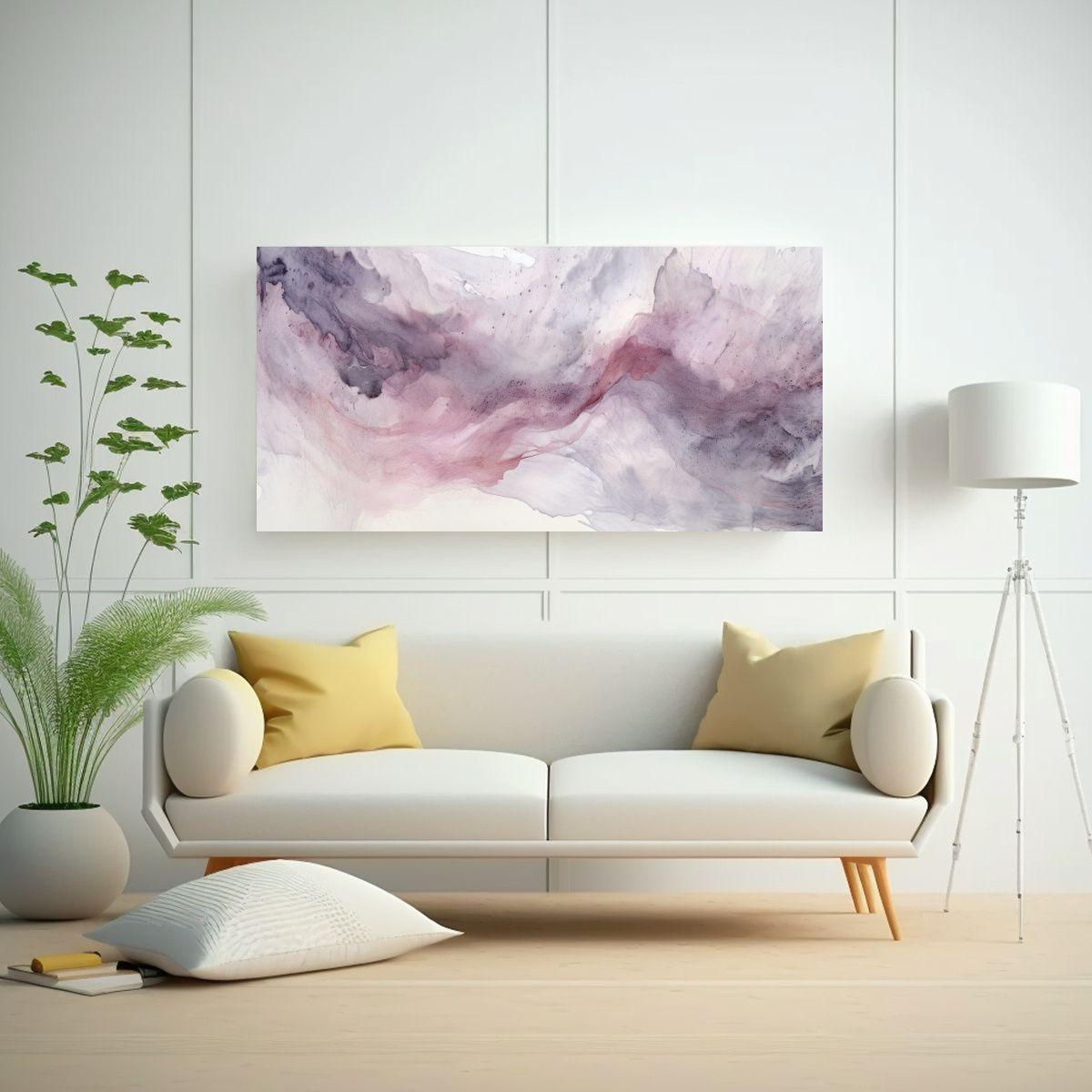 Regalo De Arte Abstracto Gris Y Malva Con Textura 160x80 Cm-2