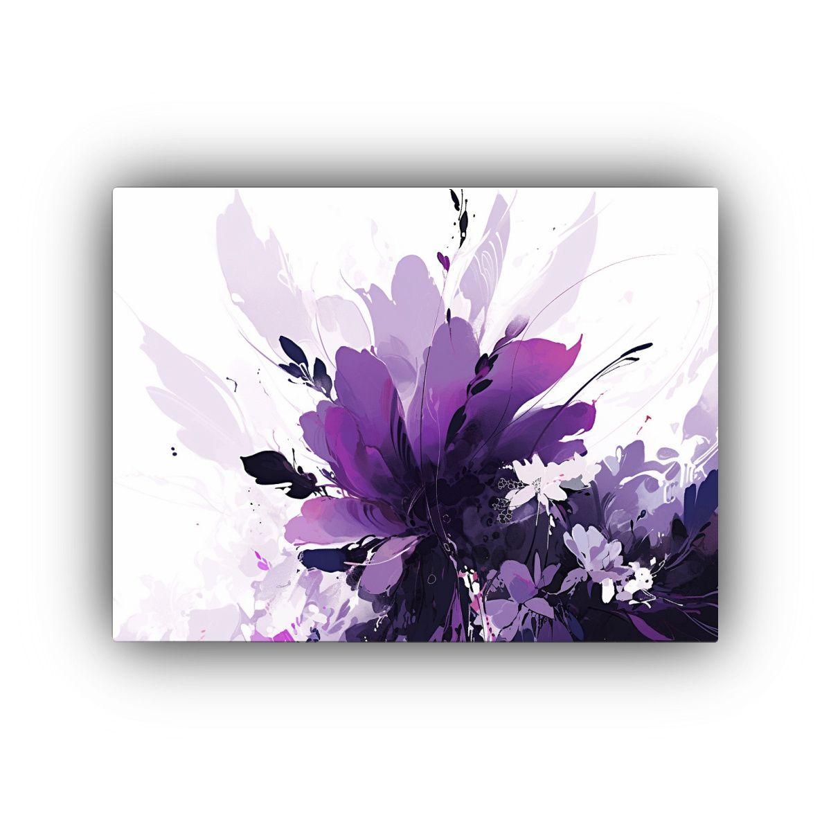 Pinturas Decorativas En Lienzo Moderno Púrpura Y Blanco Est 90x60cm-0