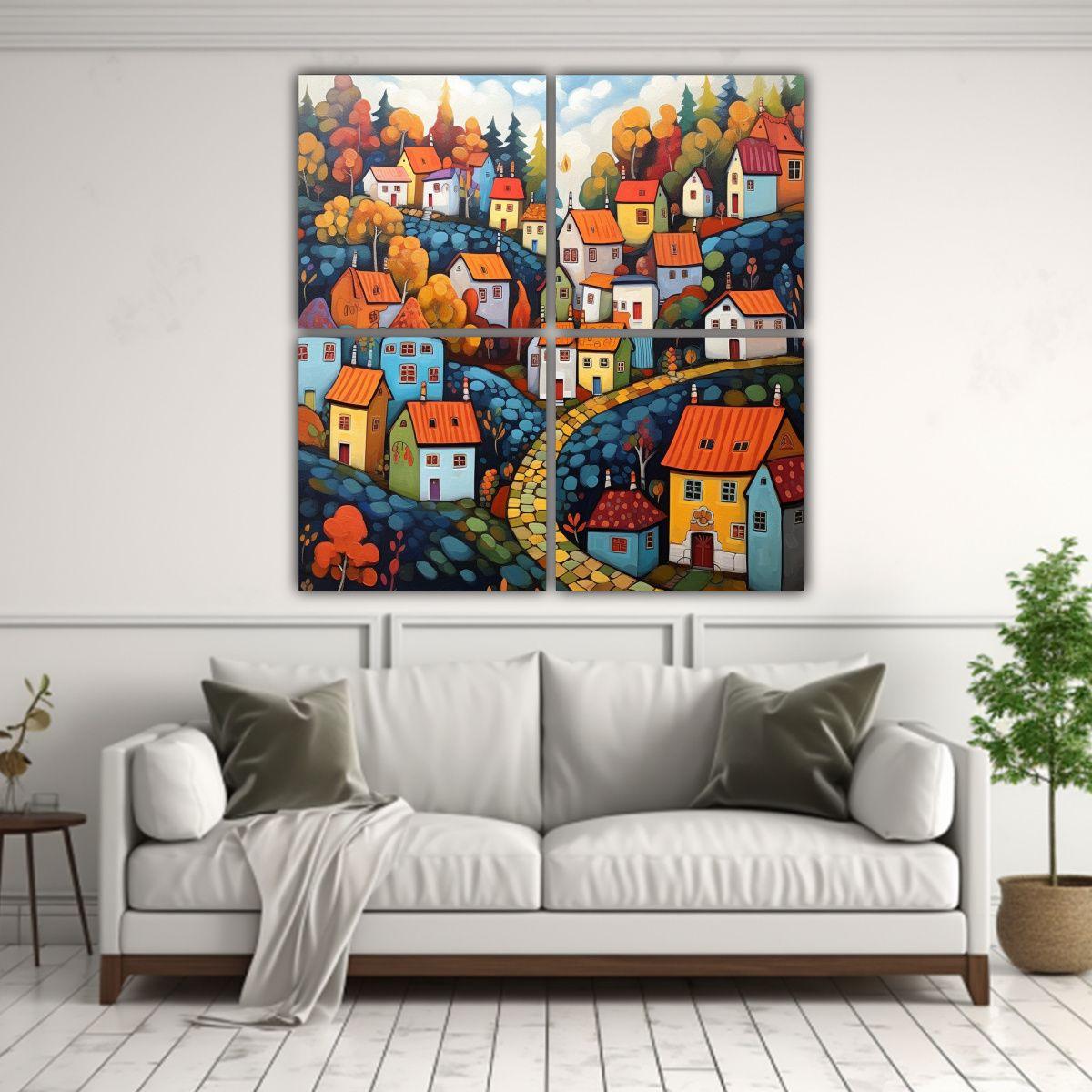 Pinturas Decorativas Originales Estilo Pueblo 160x160 Cm-2