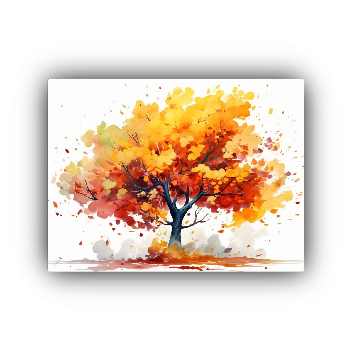 Cuadro Abstracto De Un árbol De Acebo Amarillo Y Rojo 50x40cm-0