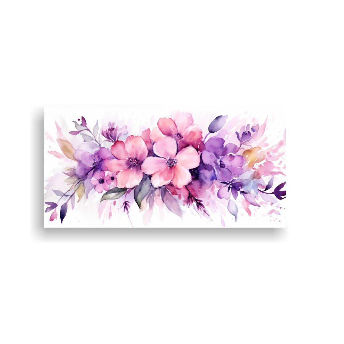 Cuadro Decorativo Lienzo Tela Flores Rosadas Y 140x70cm-0