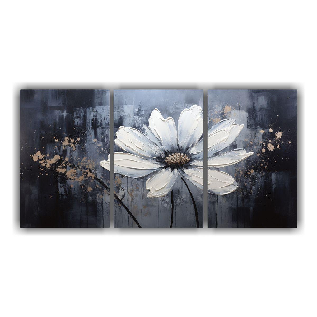 Pintura Simétrica De Flor Negra En Lienzo Estilo 240x120 Cm-0