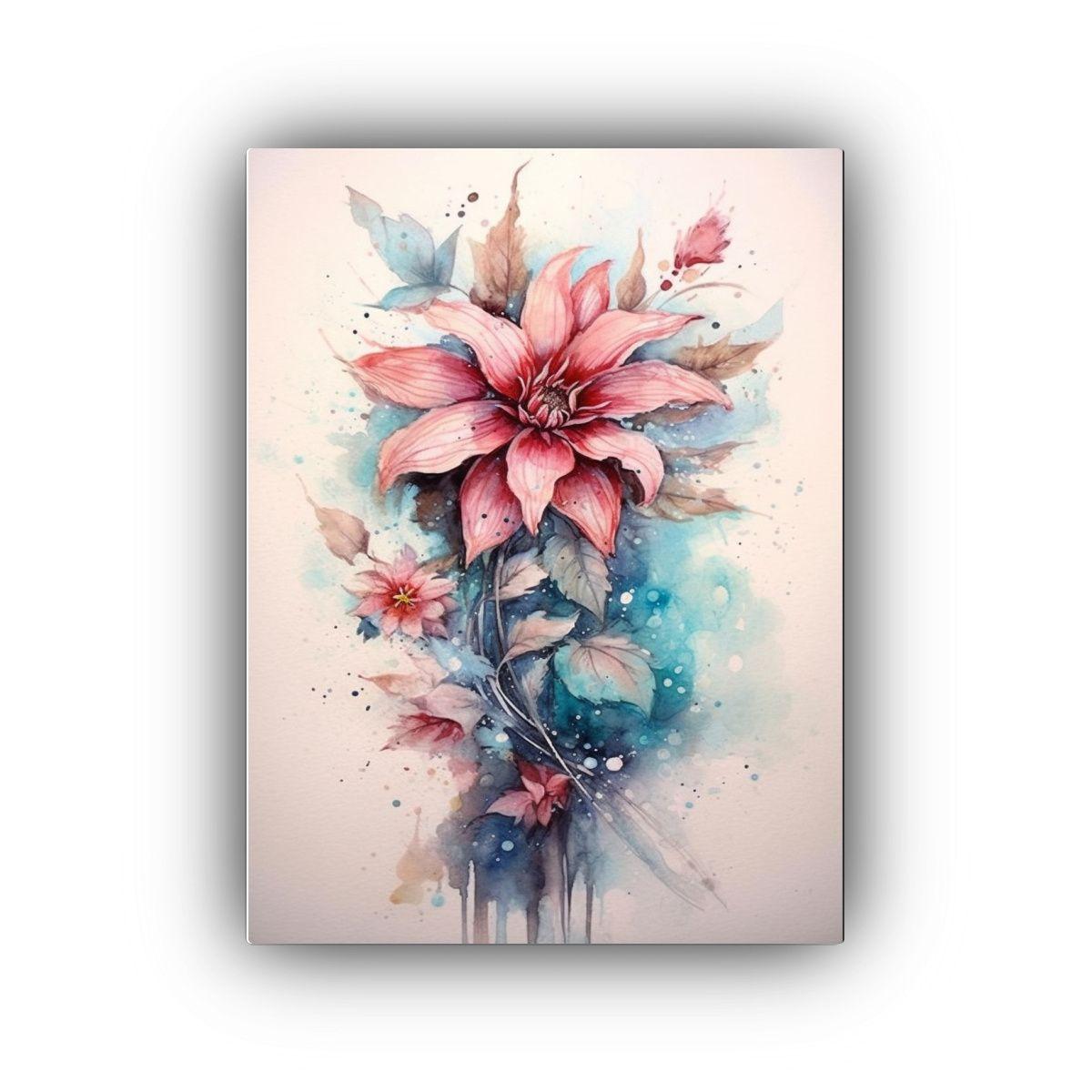Pintura Floral De Estilo Acuarela Y Tinta 80x120cm-0