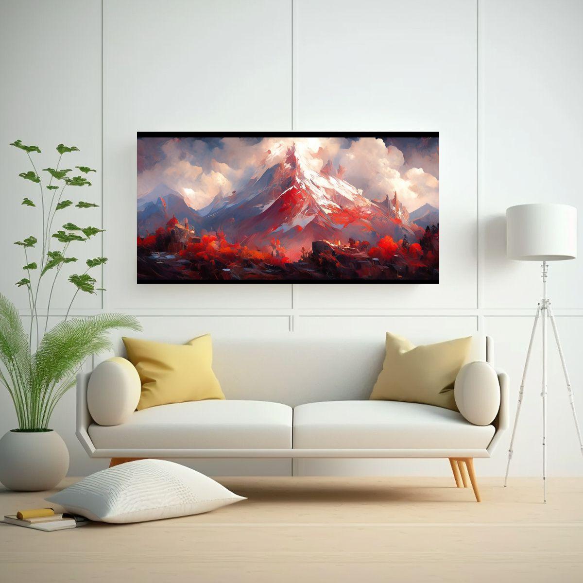 Pintura De Montañas Famosas En Tonos Rojos 40x20cm-2