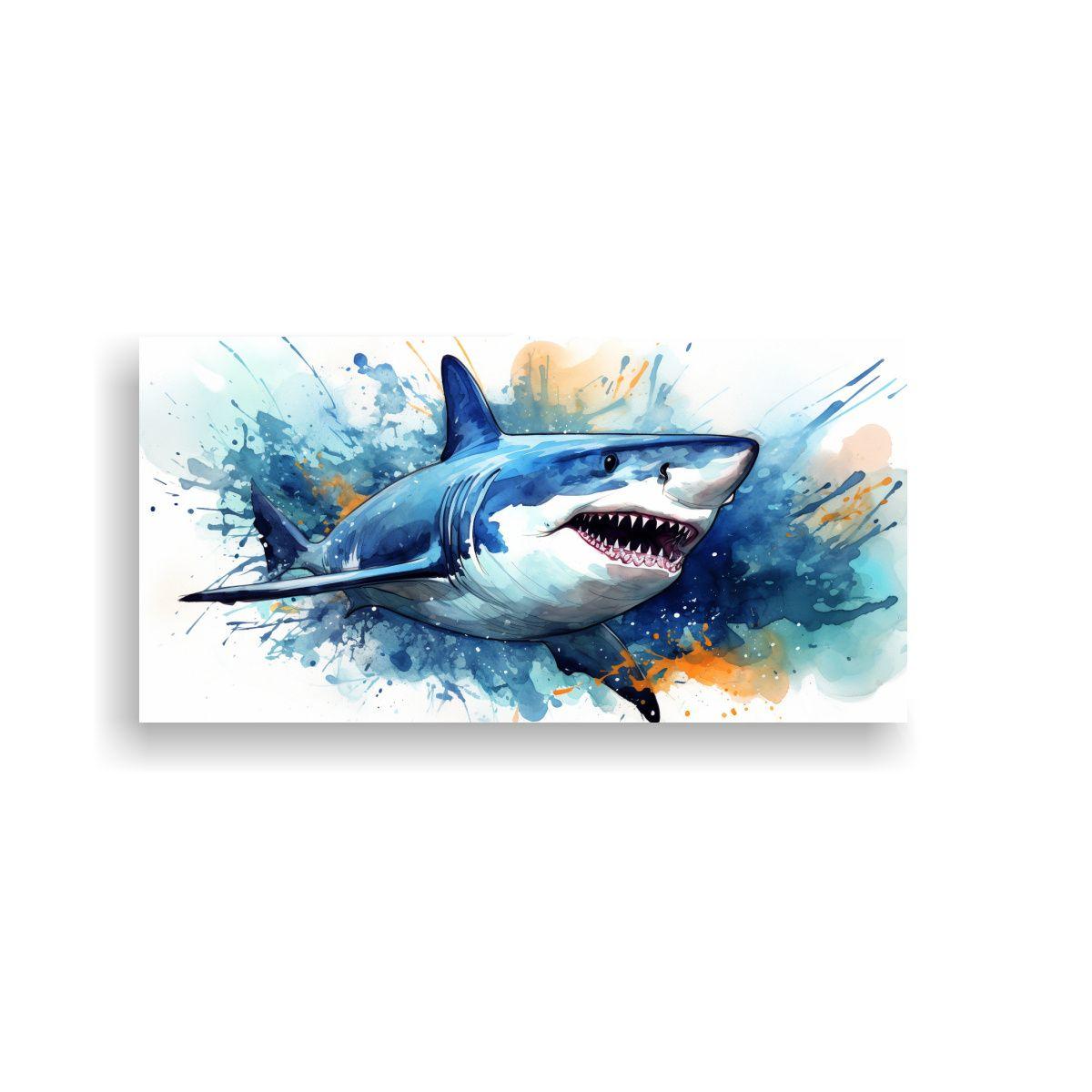 Cuadro Estilo Galería Económico: Tiburón En Acu 120x60cm-0