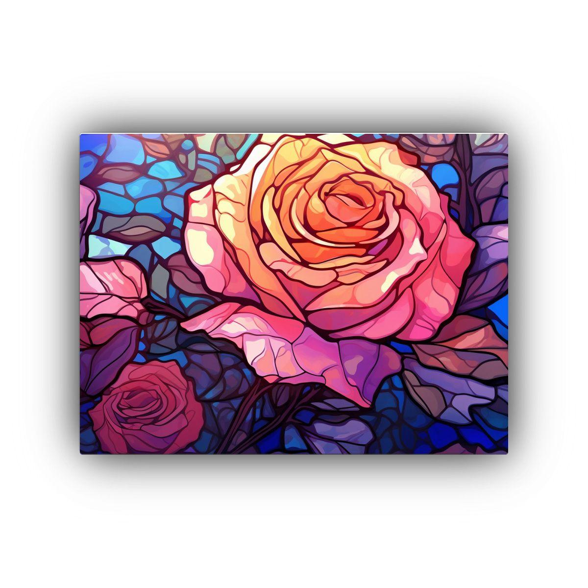 Cuadro De Decoración Canva Figuras De Vidrio Emplomado De R 60x40cm-0
