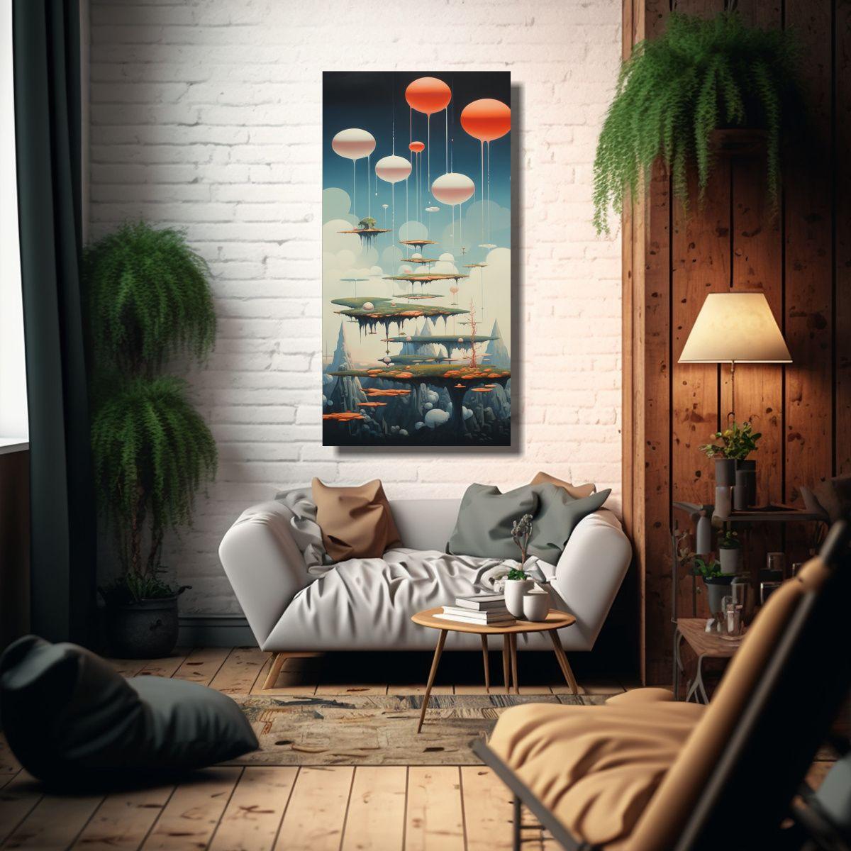 Cuadro Decorativo Creatividad Surreal Con Paisaje 70x140cm-2