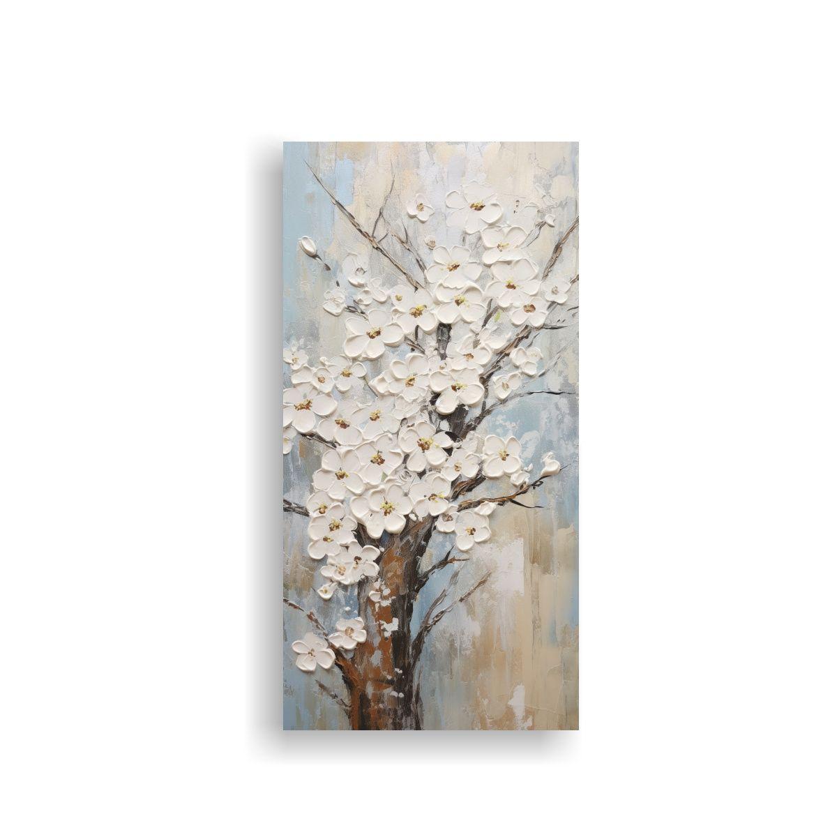 Pintura En Lienzo Estilo Vertical De Cerezo 70x140cm-0