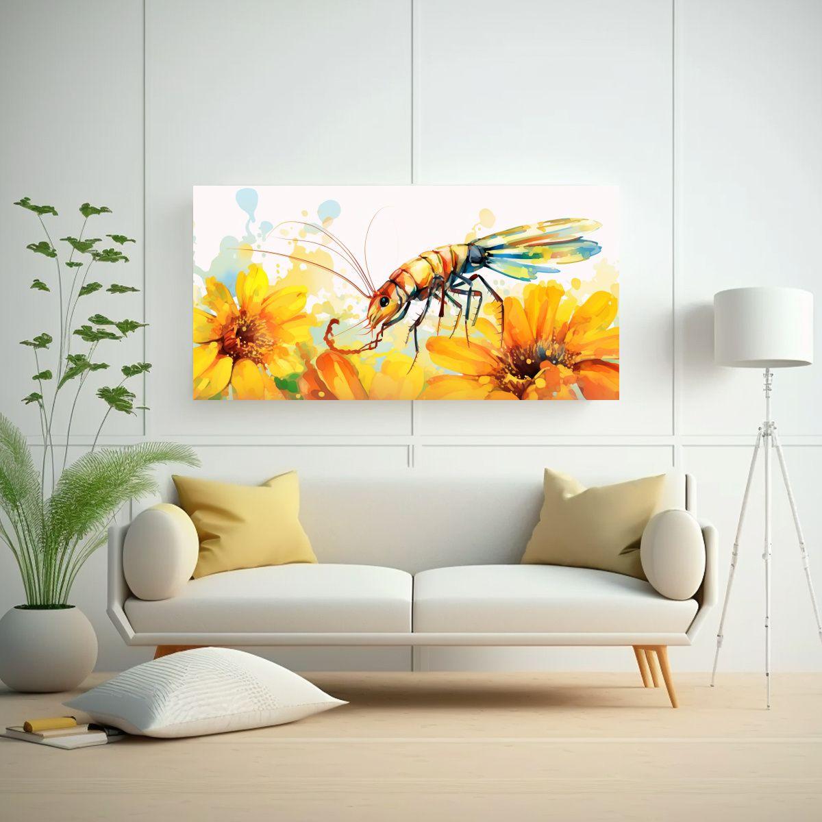 Cuadro Decorativo De Camarón En Colores Delicados 100x50cm-2