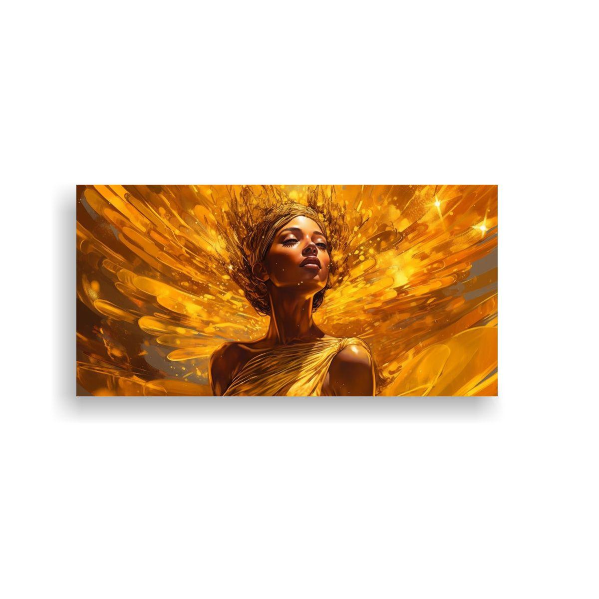 Exposición Lienzo Tela Dibujo Mujer Dorada 160x80cm-0