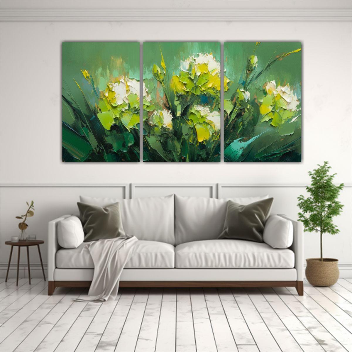 Cuadro Impreso Luminoso De Flores En Colores 180x90 Cm-2