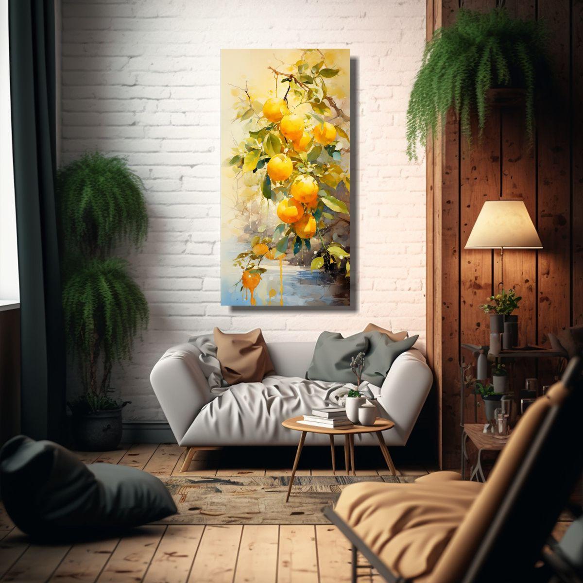 Pintura Abstracta De árboles Frutales En Colores 80x160cm-2