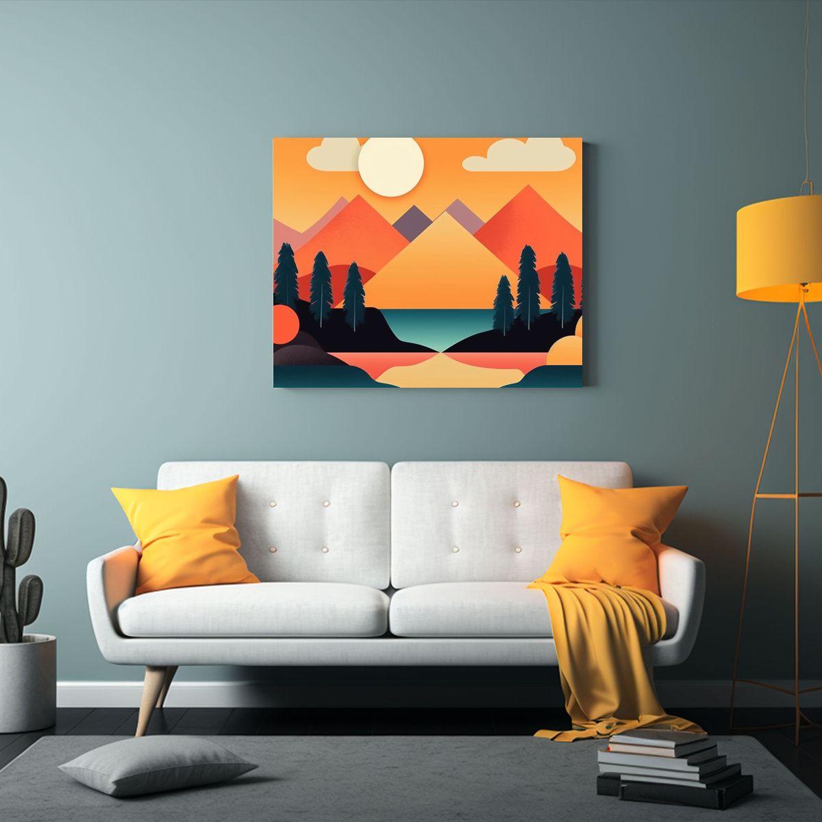 Cuadro Abstracto Estilo Geométrico Atardecer 90x60 Cm-2
