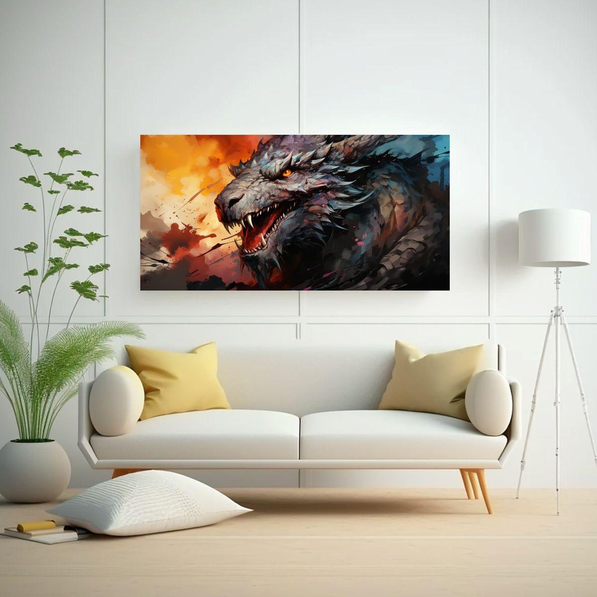 Cuadro Horizontal Equilibrio Visual Dragón En Col 120x60cm-2