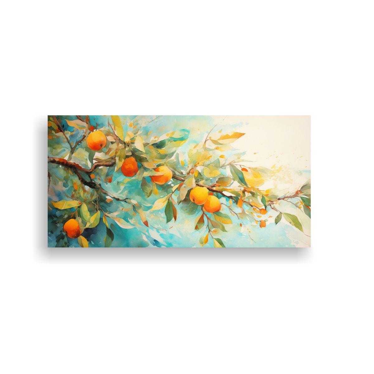 Pintura Abstracta Relieve árbol Mango Turquesa Y 100x50 Cm-0
