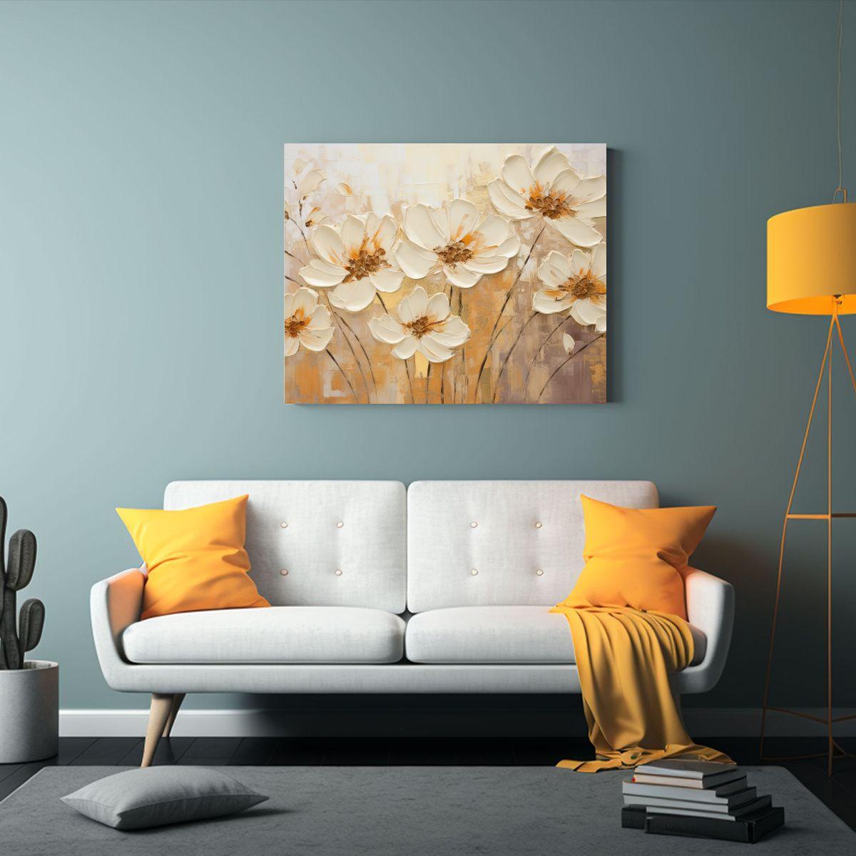 Pintura Floral Exuberante En Estilo De Decoración En Lienzo 30x20cm-2
