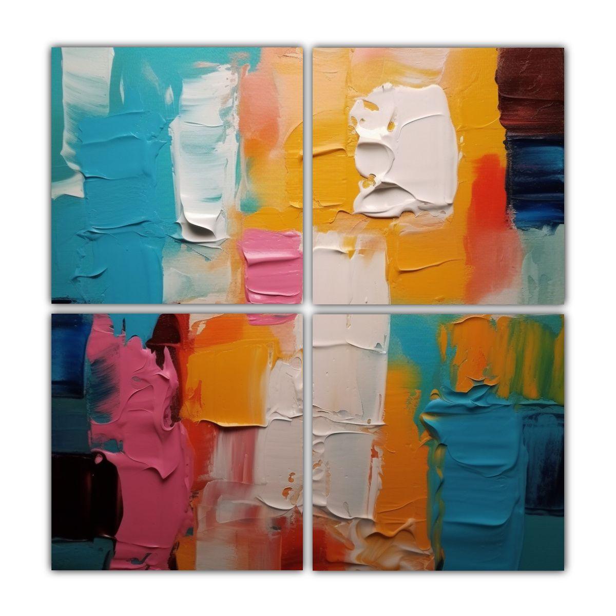 Arte En Lienzo De Forma Refinada: 4 Lienzos De 60x60 Cm-0