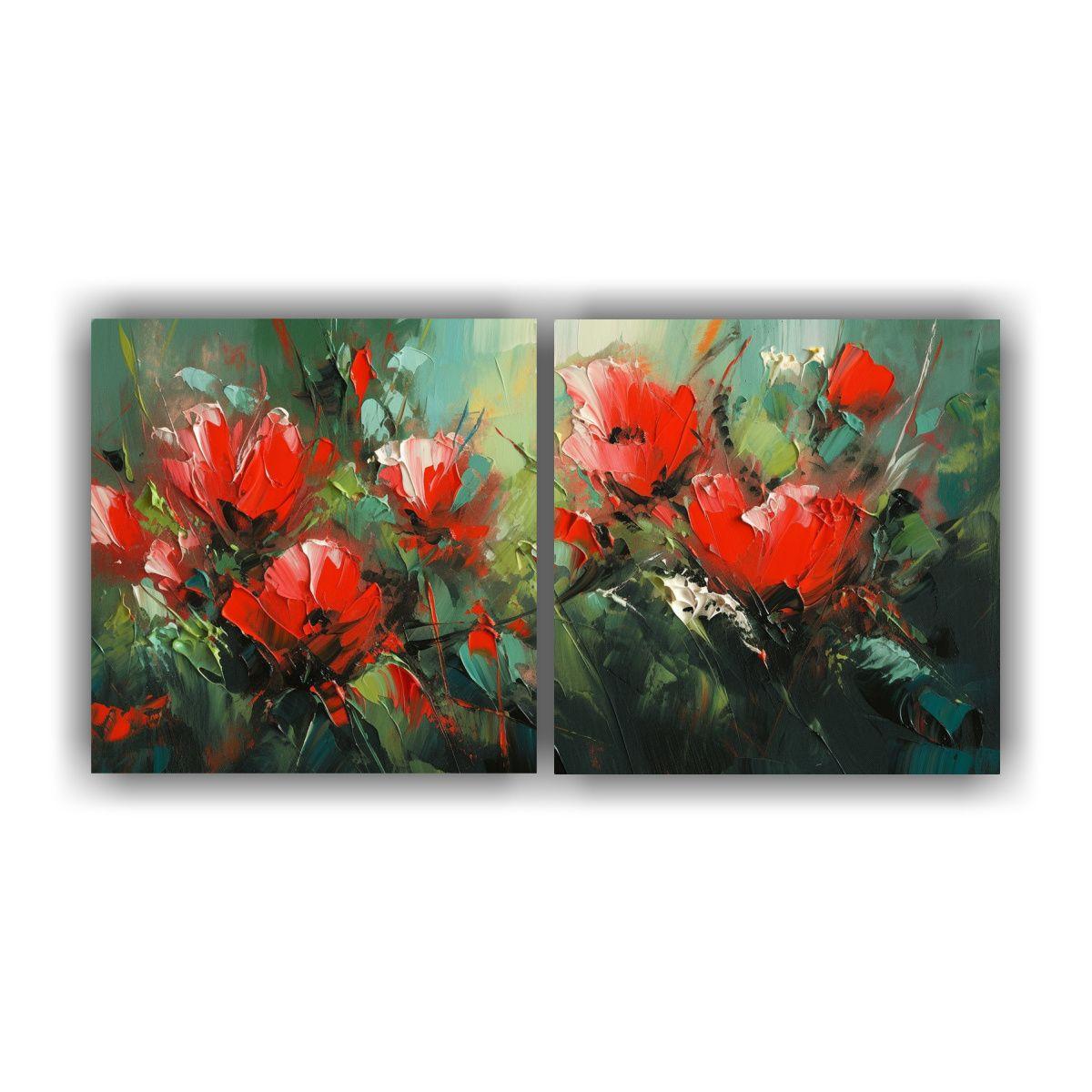 Pintura Intensa De Estilo A En Lienzo De Flores 100x50 Cm-0