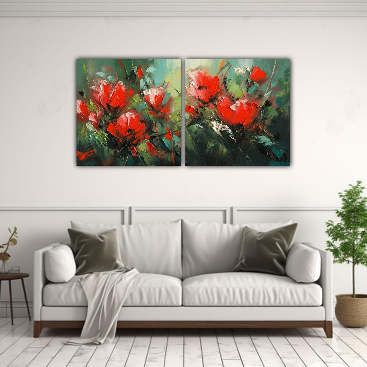 Pintura Intensa De Estilo A En Lienzo De Flores 100x50 Cm-2