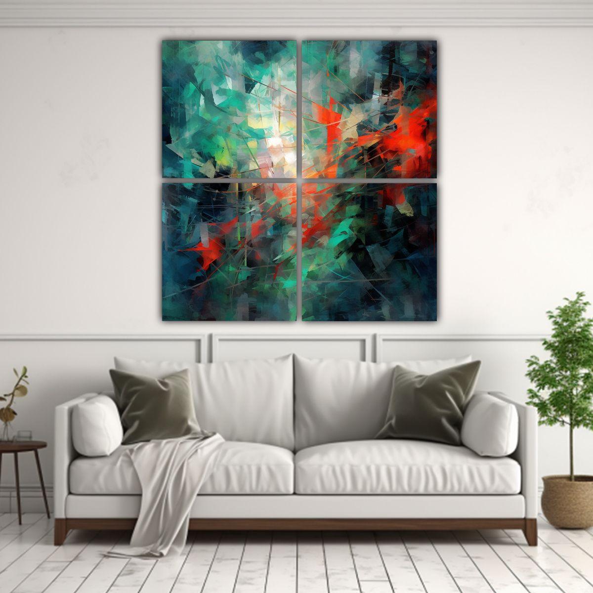Cuatro Lienzos De Tela Vanguardia Exposición Con 80x80 Cm-2