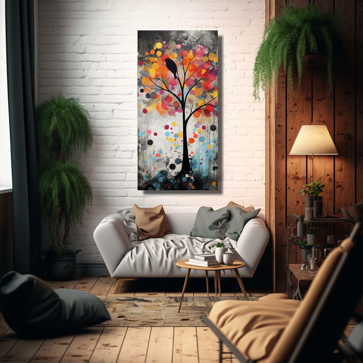 Cuadro Estilo Galería: Árbol En Colores 70x140cm-2