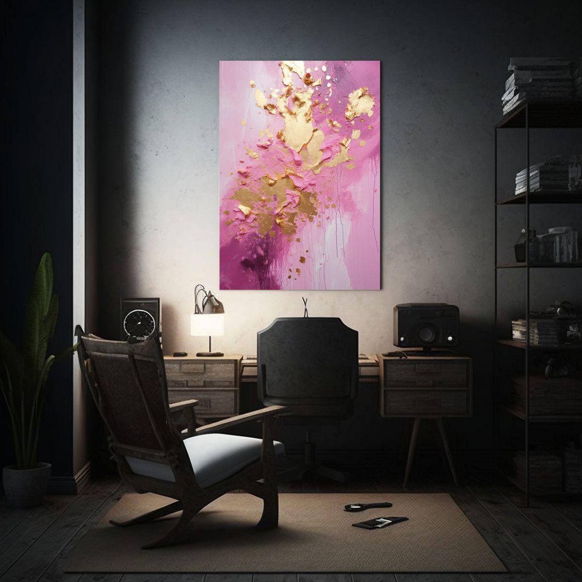 Pintura Decorativa Estilo Lienzo Abstracto Rosa 50x65cm-2