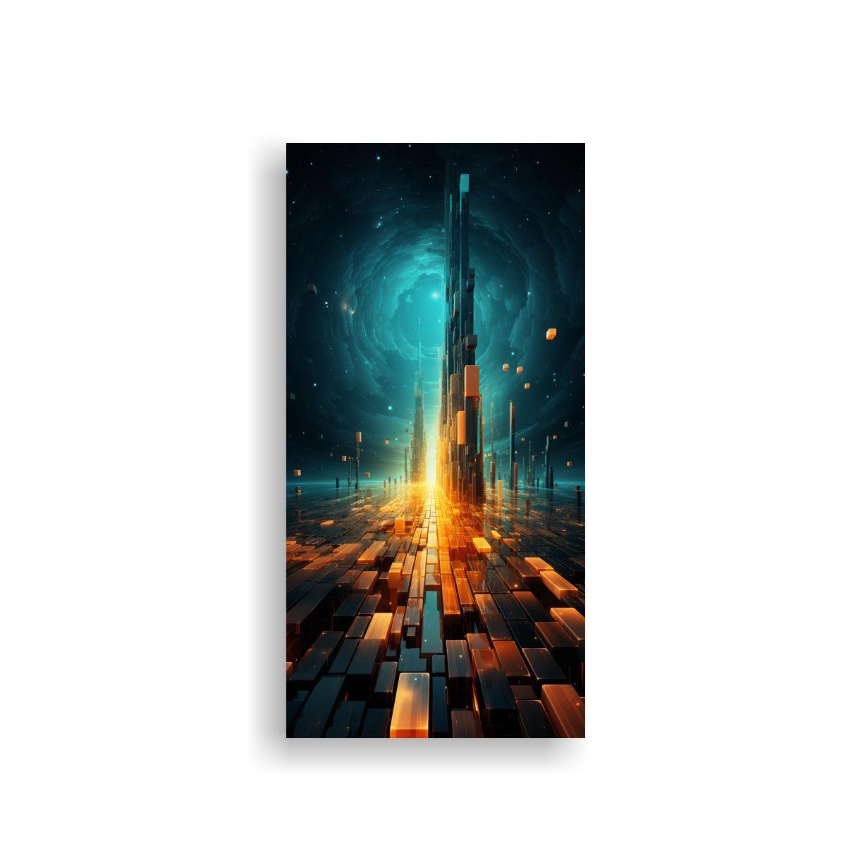 Cuadro Acuarela De Arte Urbano Futurista, 60x120cm-0